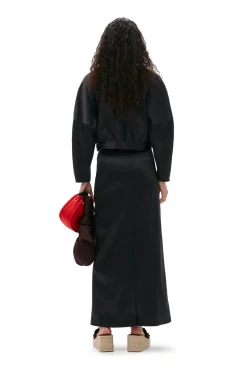 Store GANNI Doppel-Satin-Maxirock Black