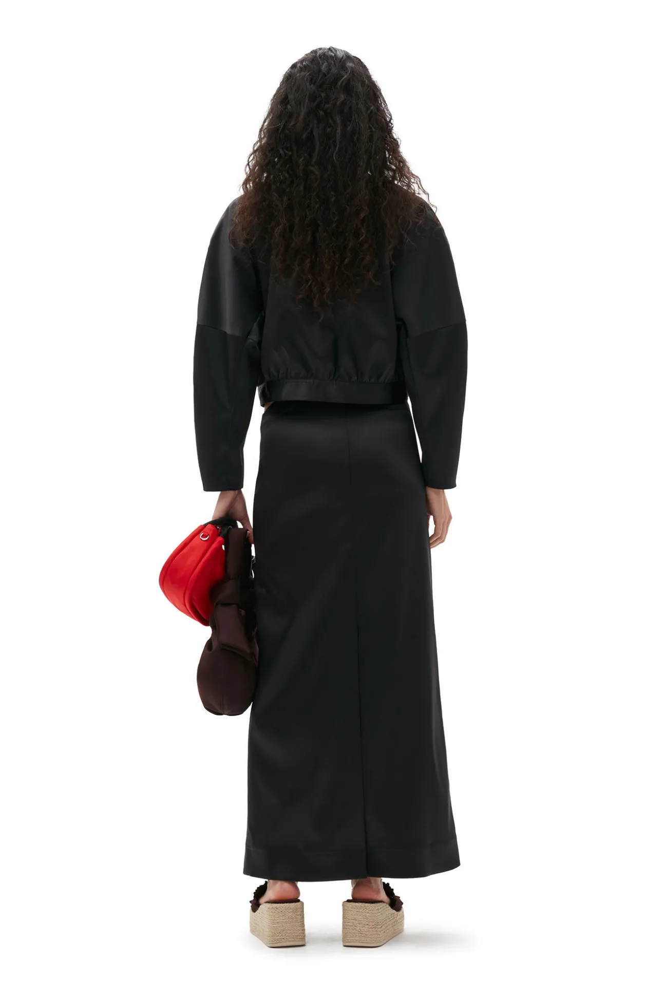 Store GANNI Doppel-Satin-Maxirock Black