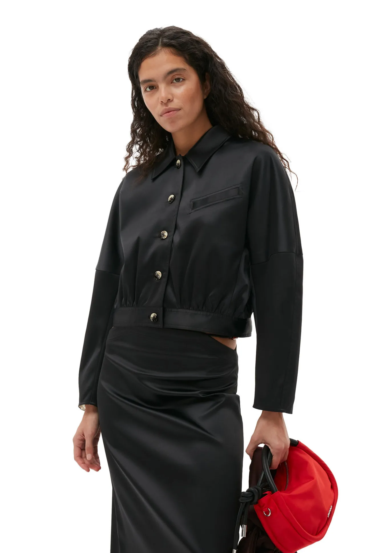 Store GANNI Doppel-Satin-Maxirock Black