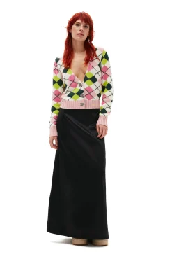 Store GANNI Doppel-Satin-Maxirock Black