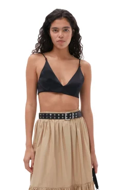Flash Sale GANNI Doppel-Satin-Oberteil Black