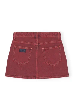 Cheap GANNI Double-Fly-Minirock Aus Gefarbtem Denim Racing Red
