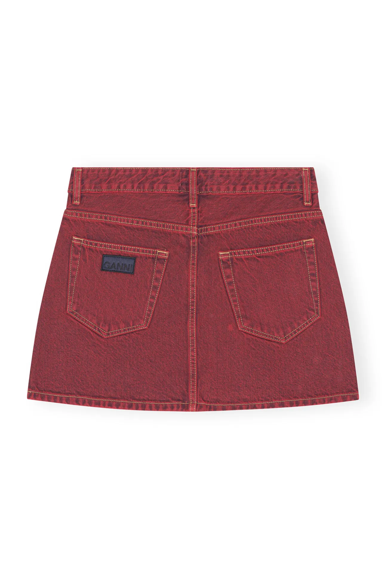 Cheap GANNI Double-Fly-Minirock Aus Gefarbtem Denim Racing Red