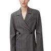 Hot GANNI Drapierter Streifenblazer Black Stripes