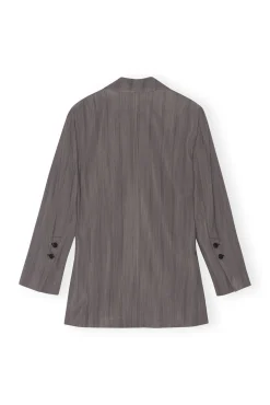 Hot GANNI Drapierter Streifenblazer Black Stripes