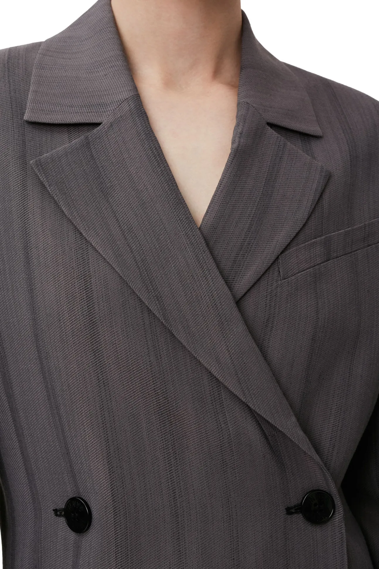Hot GANNI Drapierter Streifenblazer Black Stripes