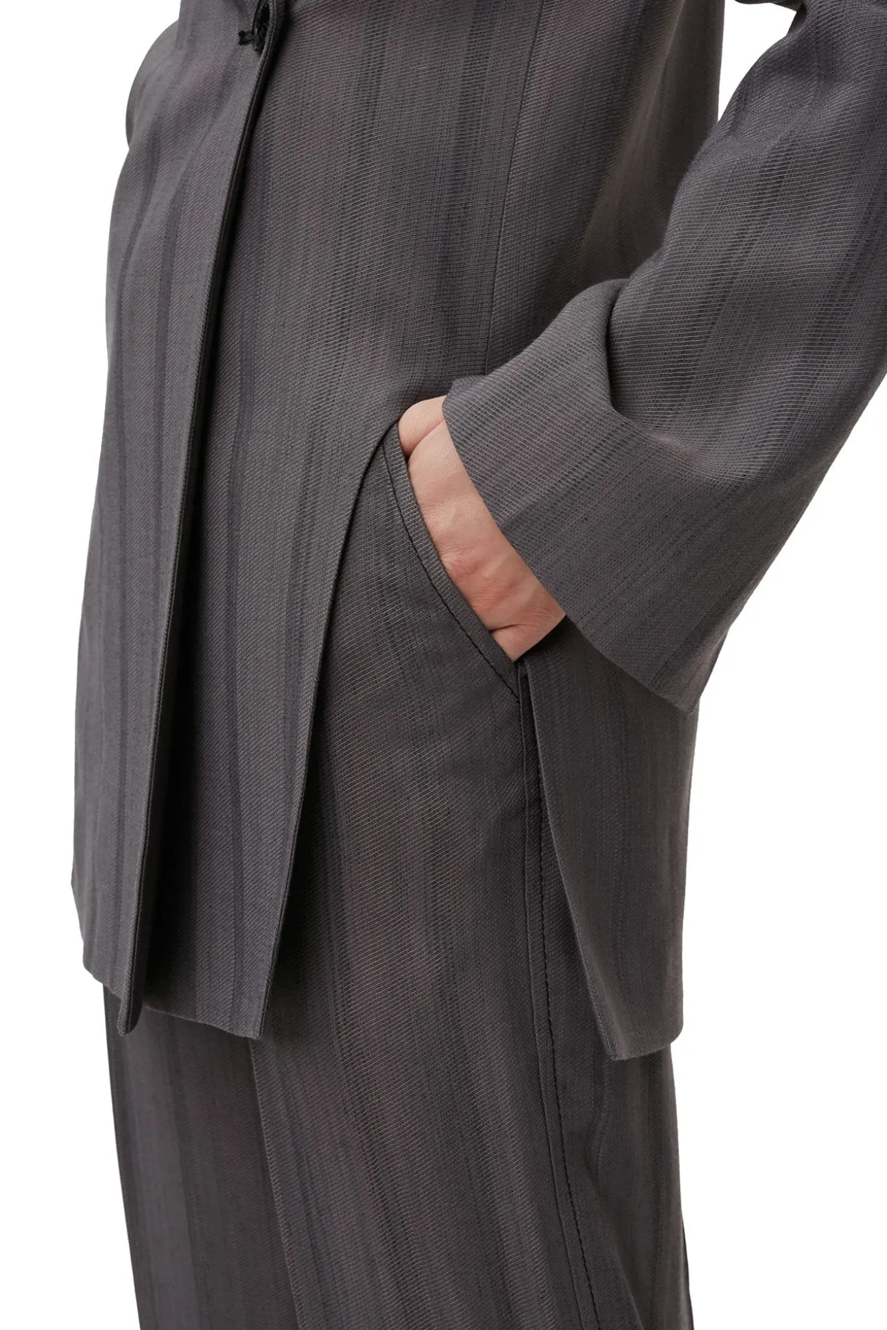 Hot GANNI Drapierter Streifenblazer Black Stripes
