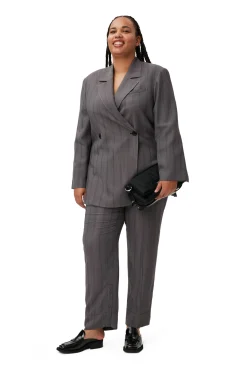 Hot GANNI Drapierter Streifenblazer Black Stripes