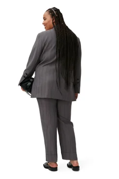 Hot GANNI Drapierter Streifenblazer Black Stripes