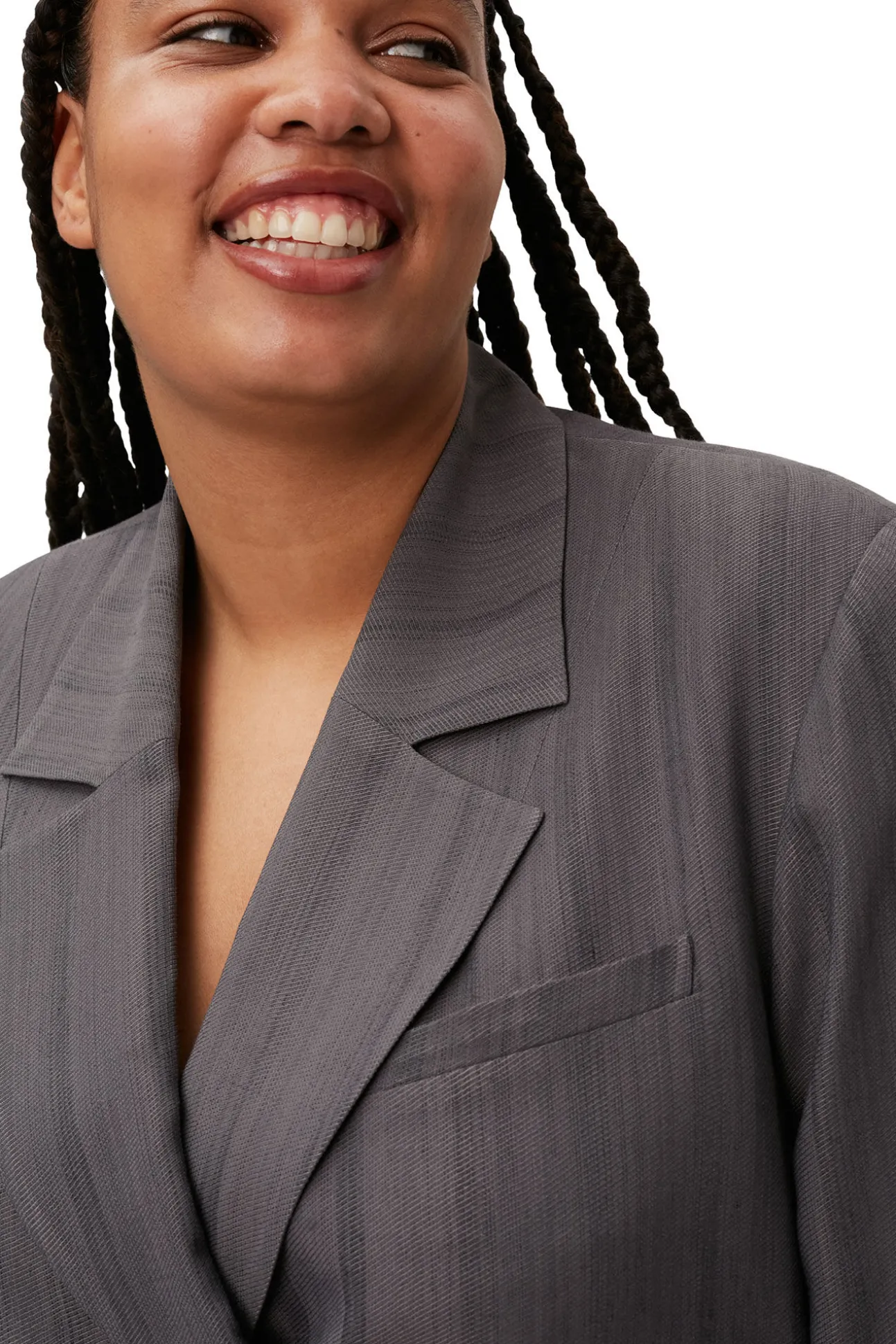 Hot GANNI Drapierter Streifenblazer Black Stripes