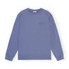 Sale GANNI Drop Shoulder Sweatshirt Gray Blue