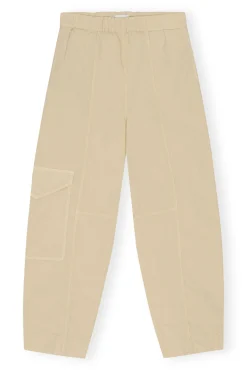 Cheap GANNI Elastische Curve-Hose Aus Washed Cotton Canvas Pale Khaki