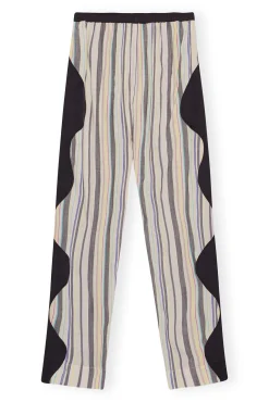 Flash Sale GANNI Elastische Mix-Slub-Hose Mit Streifen Lily Green