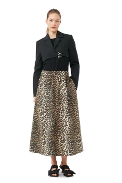 Online GANNI Elastischer Maxirock Mit Leopardenprint Big Leopard Almond Milk
