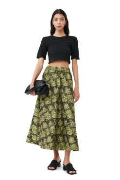 Store GANNI Eleganter Maxirock Mit Blumenjacquard Lemon Zest