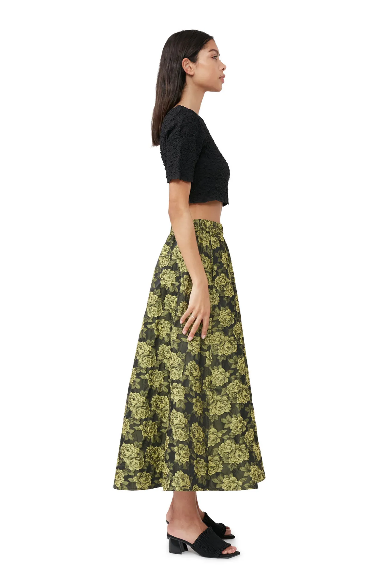 Store GANNI Eleganter Maxirock Mit Blumenjacquard Lemon Zest