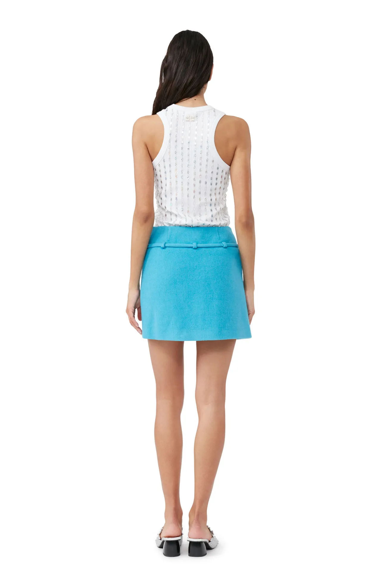 Cheap GANNI Eleganter Minirock Aus Twill Wool Blue Curacao