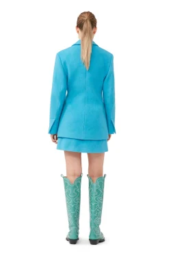 Cheap GANNI Eleganter Minirock Aus Twill Wool Blue Curacao
