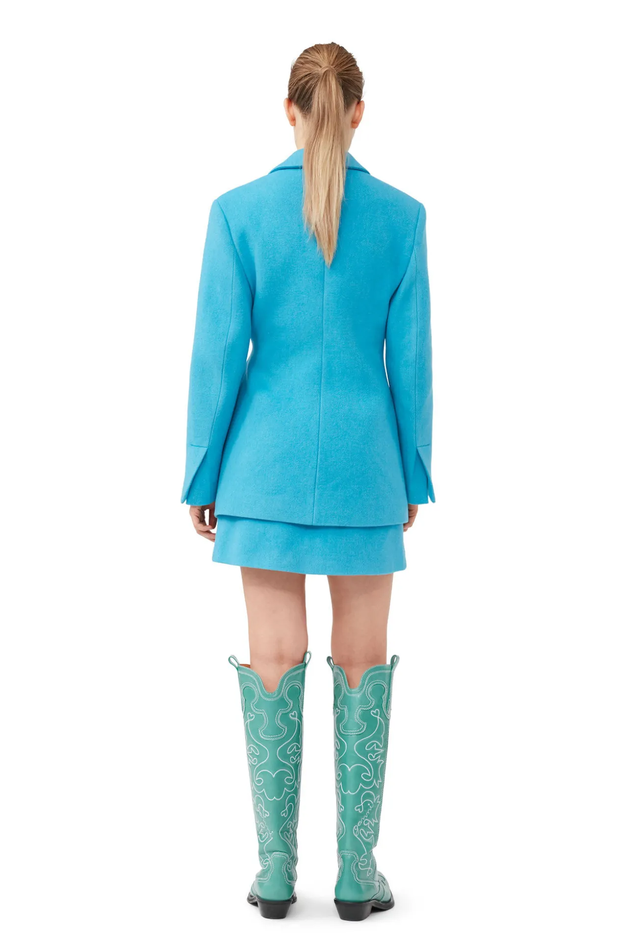 Cheap GANNI Eleganter Minirock Aus Twill Wool Blue Curacao