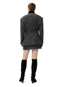 New GANNI Enganliegender Blazer Aus Wolle Phantom