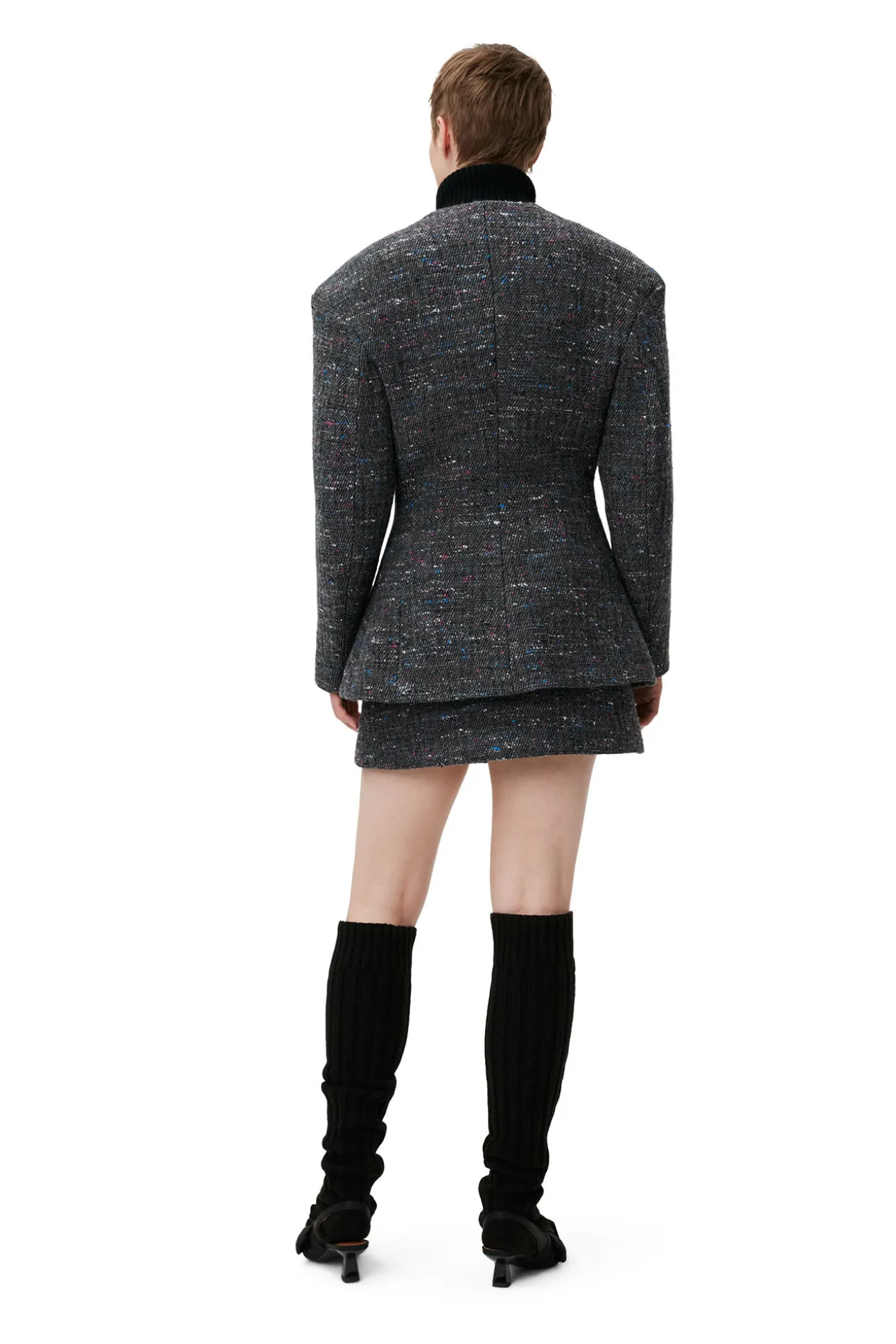 New GANNI Enganliegender Blazer Aus Wolle Phantom