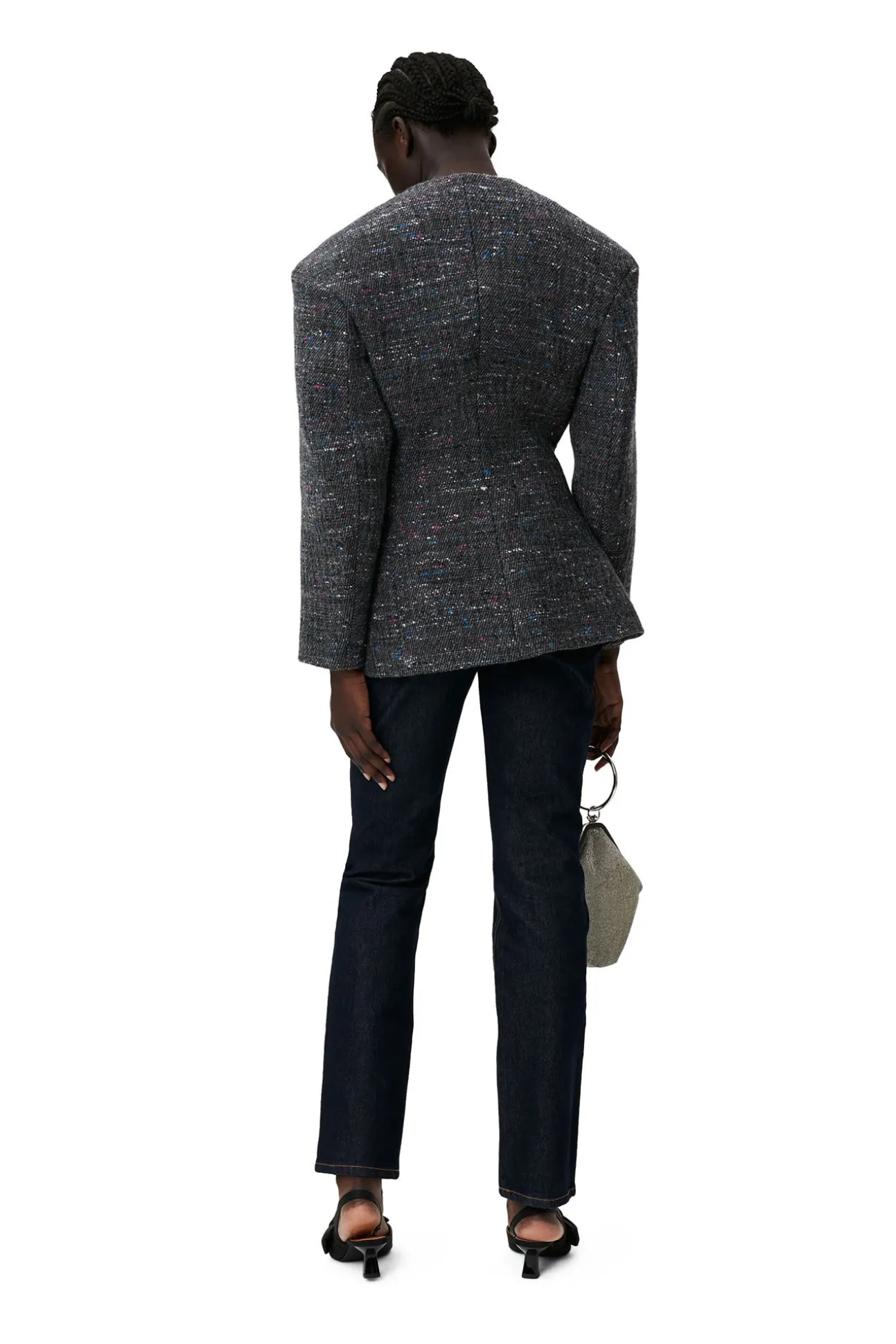 New GANNI Enganliegender Blazer Aus Wolle Phantom