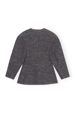 New GANNI Enganliegender Blazer Aus Wolle Phantom