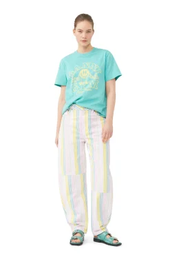 Discount GANNI Entspannt Geschnittenes Basic-Jersey-Sport-T-Shirt Lagoon