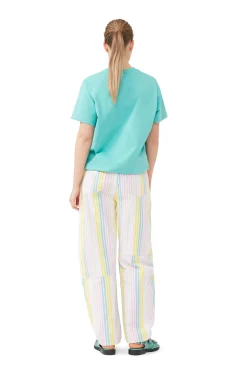 Discount GANNI Entspannt Geschnittenes Basic-Jersey-Sport-T-Shirt Lagoon