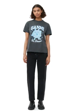 Fashion GANNI Entspanntes Dream-Bunny-T-Shirt Volcanic Ash