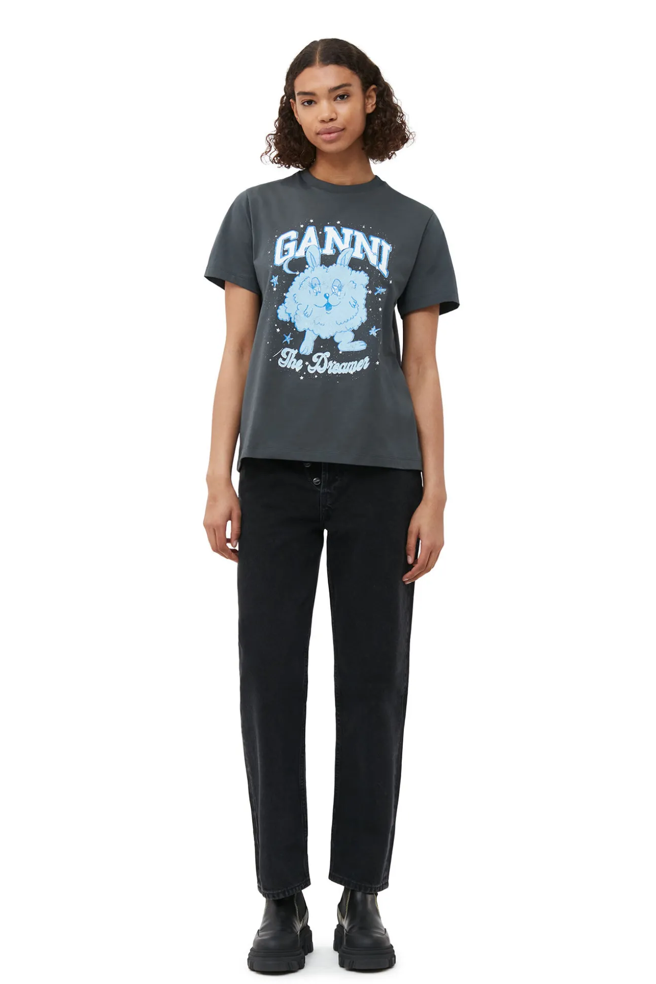 Fashion GANNI Entspanntes Dream-Bunny-T-Shirt Volcanic Ash