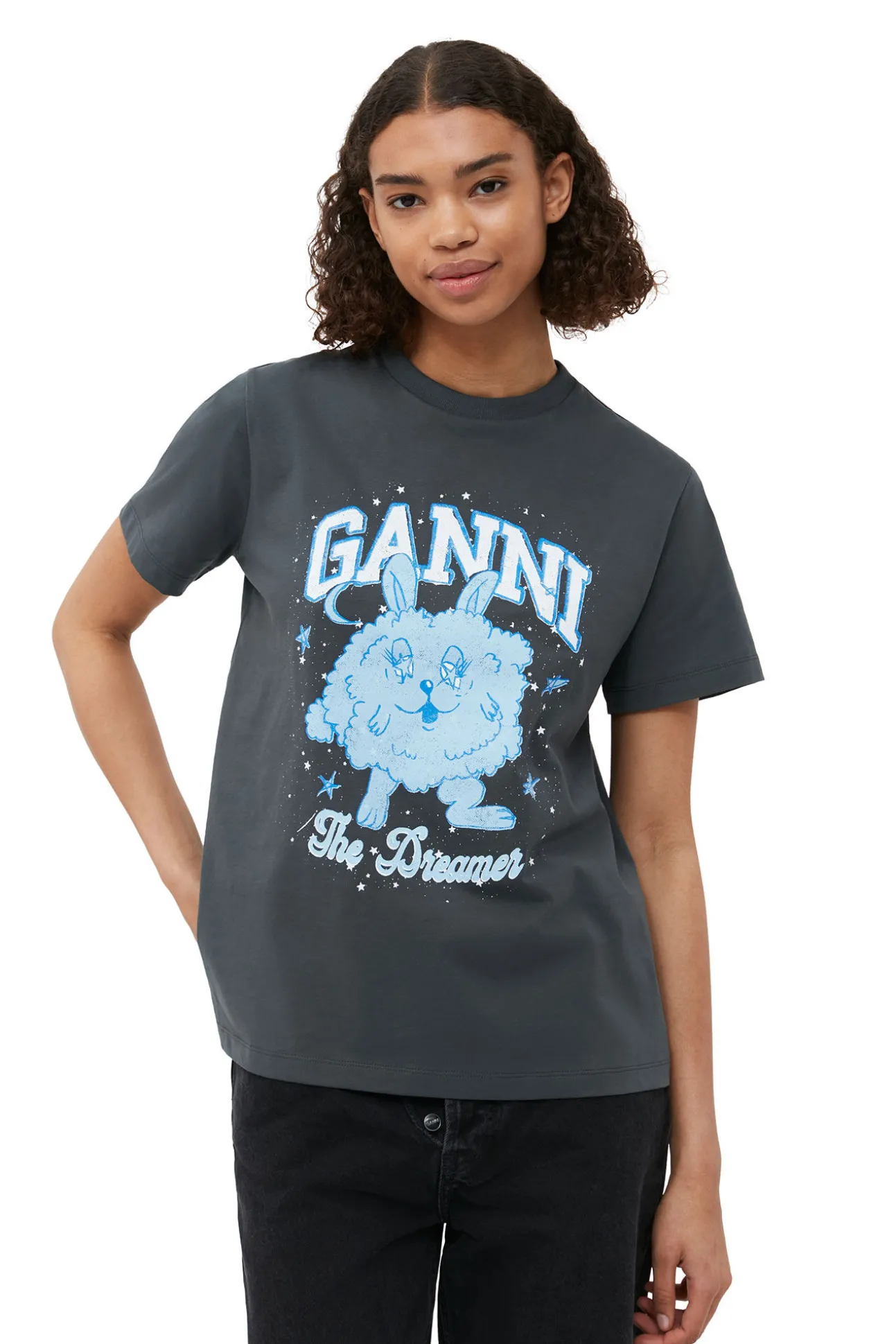 Fashion GANNI Entspanntes Dream-Bunny-T-Shirt Volcanic Ash