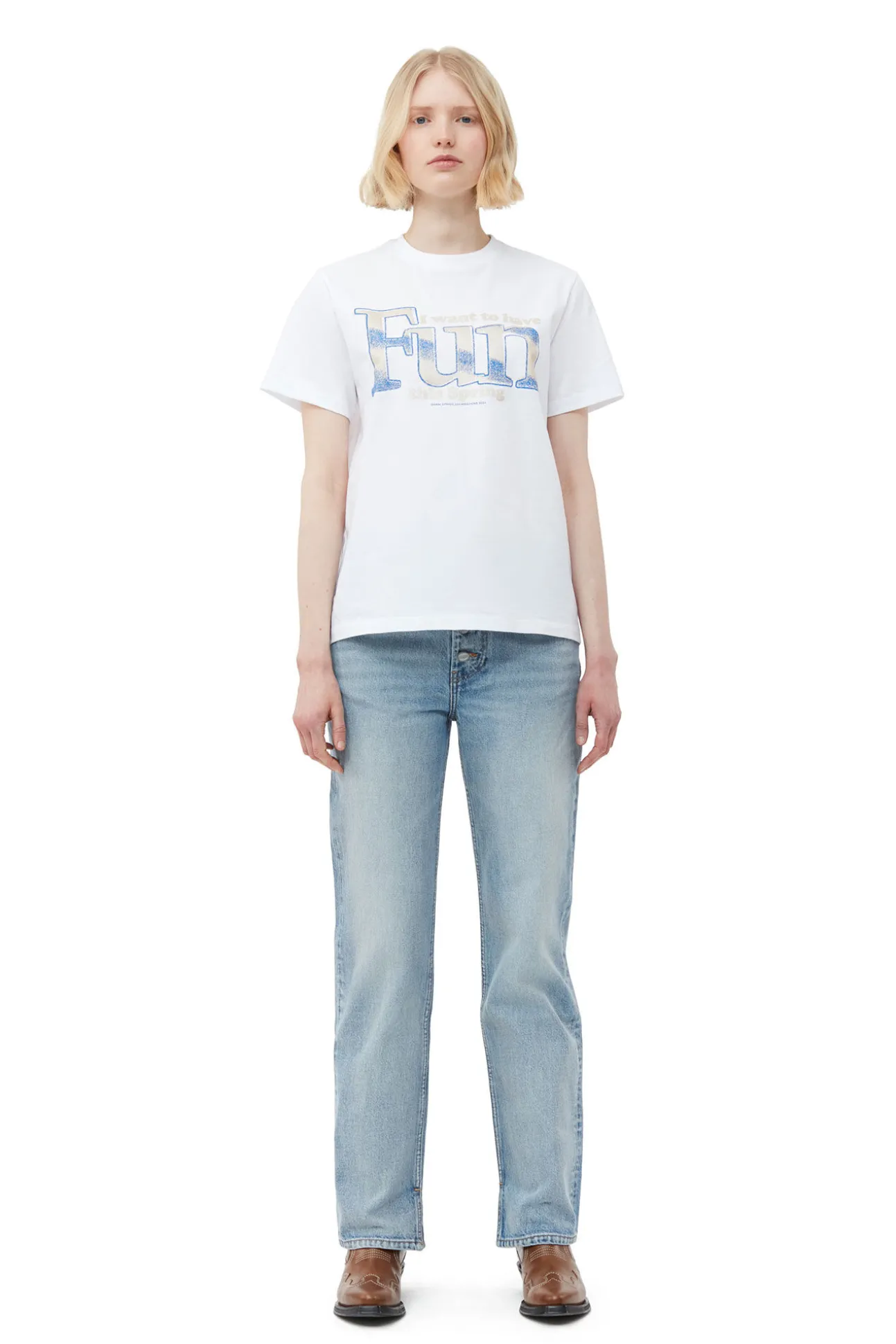 Flash Sale GANNI Entspanntes Fun-T-Shirt Bright White