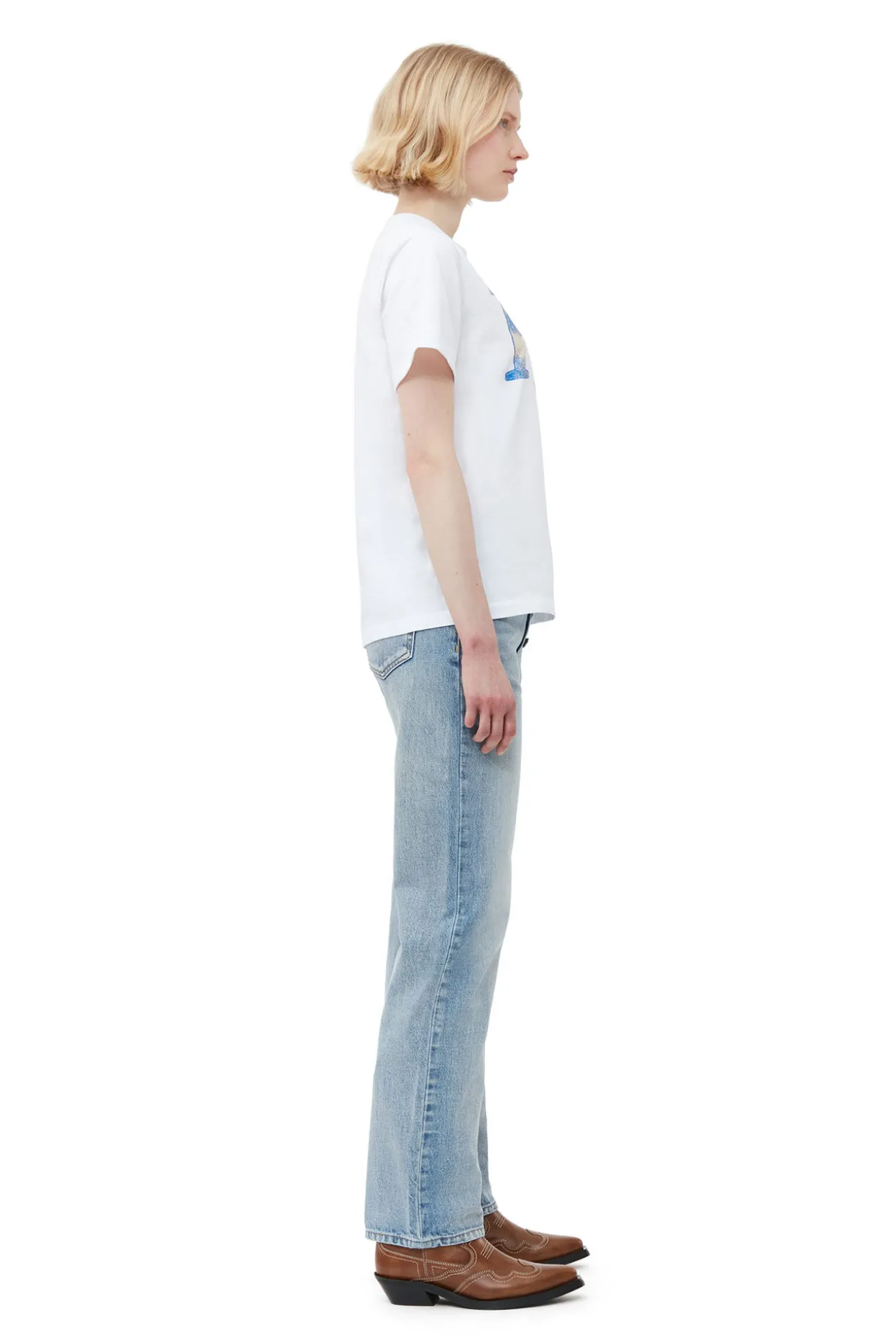 Flash Sale GANNI Entspanntes Fun-T-Shirt Bright White