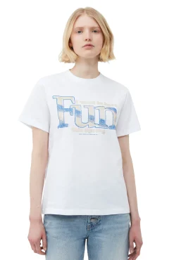 Flash Sale GANNI Entspanntes Fun-T-Shirt Bright White