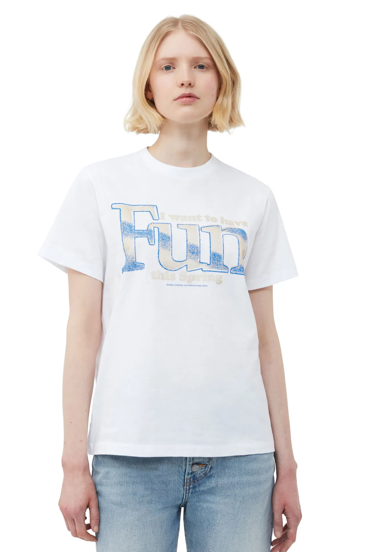 Flash Sale GANNI Entspanntes Fun-T-Shirt Bright White