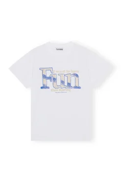 Flash Sale GANNI Entspanntes Fun-T-Shirt Bright White