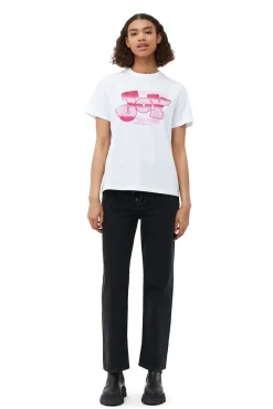 New GANNI Entspanntes Joy-T-Shirt Bright White