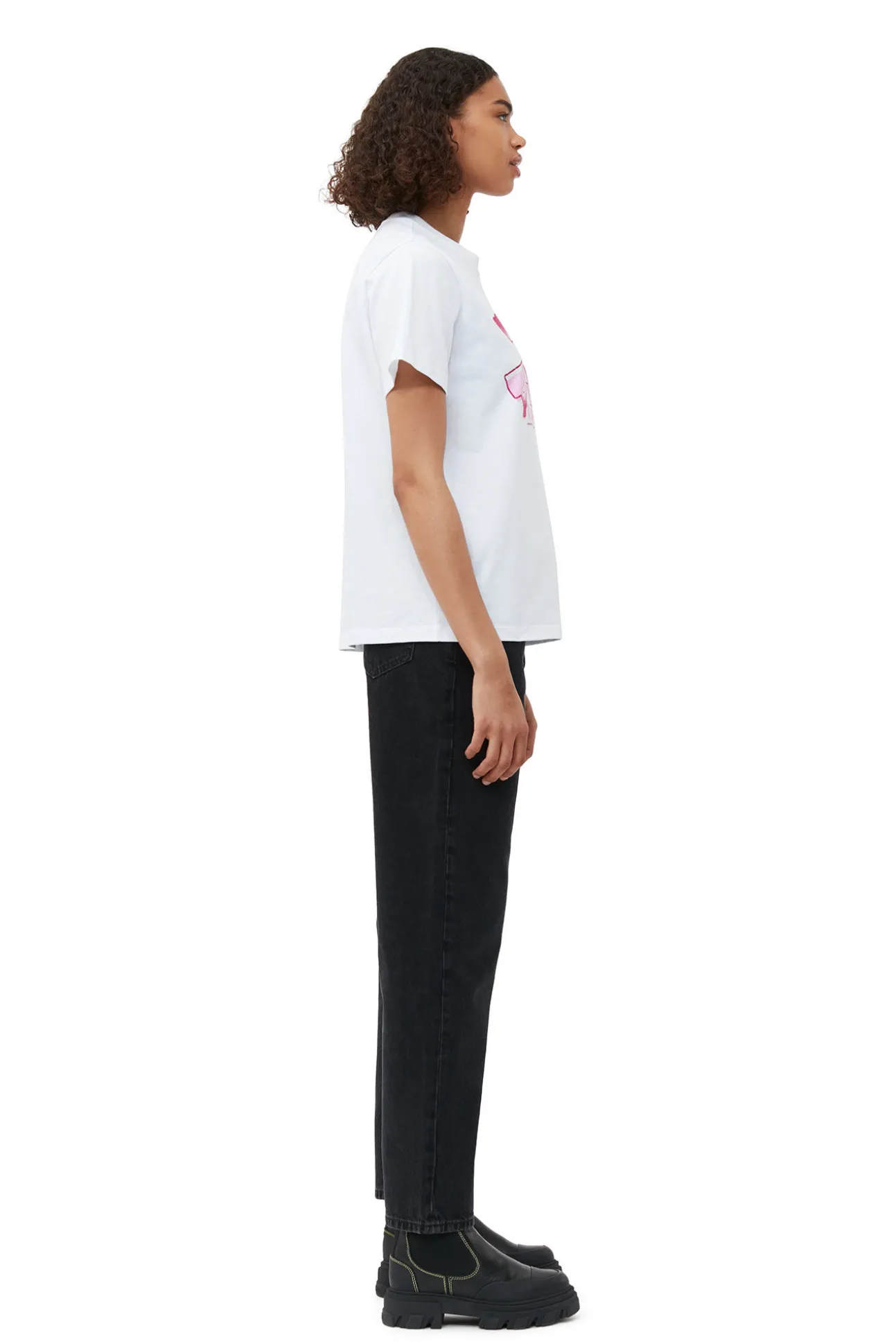 New GANNI Entspanntes Joy-T-Shirt Bright White