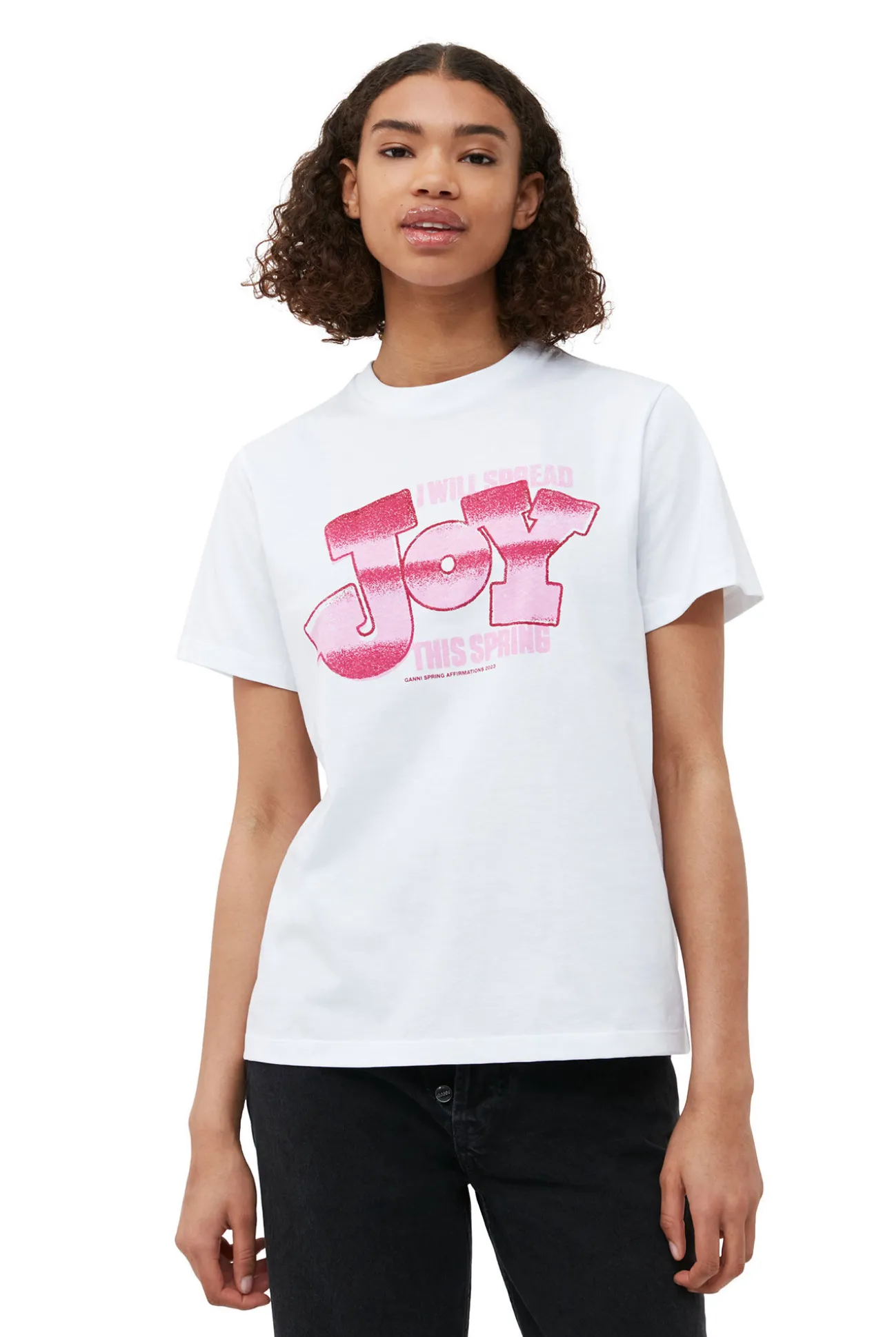 New GANNI Entspanntes Joy-T-Shirt Bright White