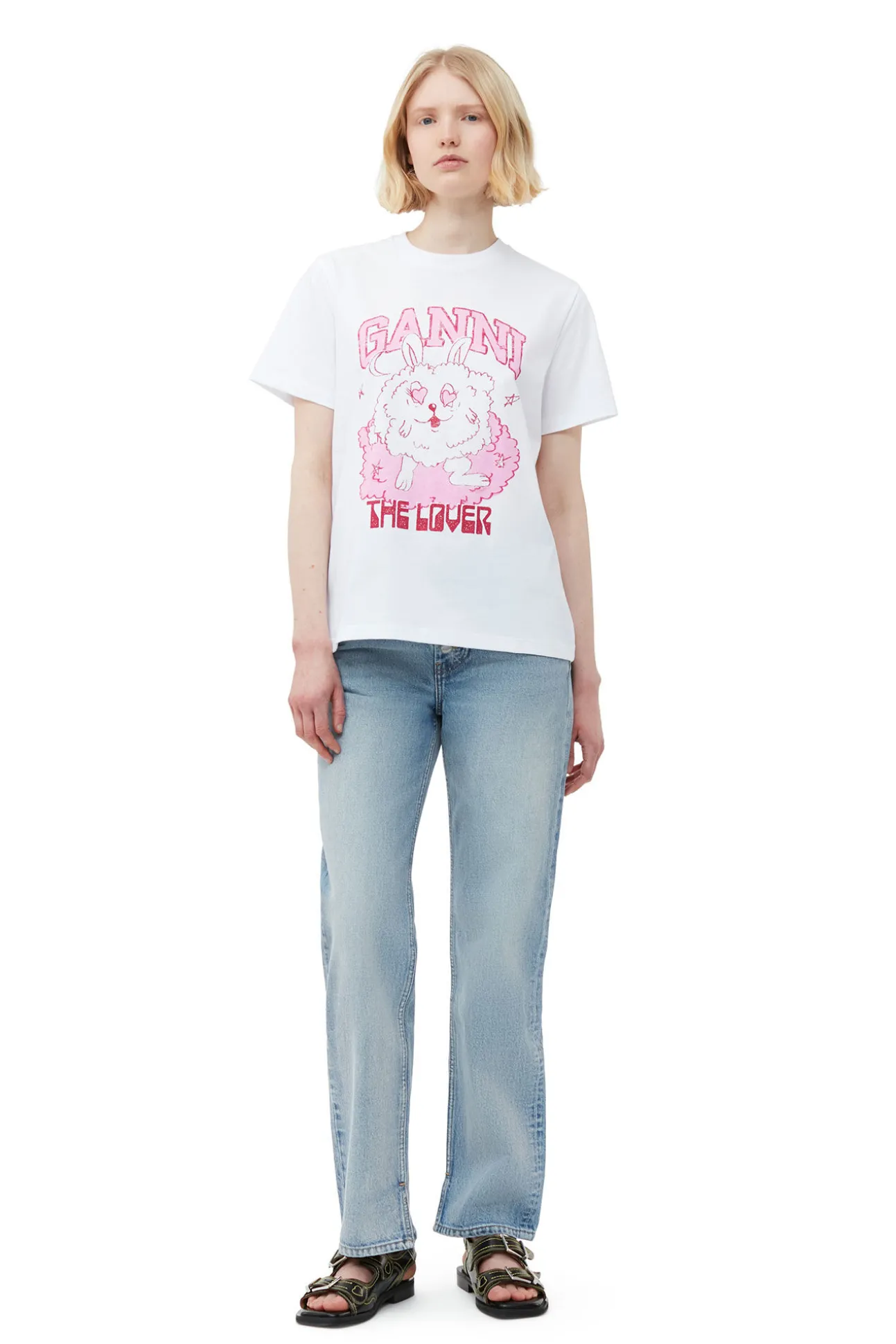 Best Sale GANNI Entspanntes Love-Bunny-T-Shirt Bright White