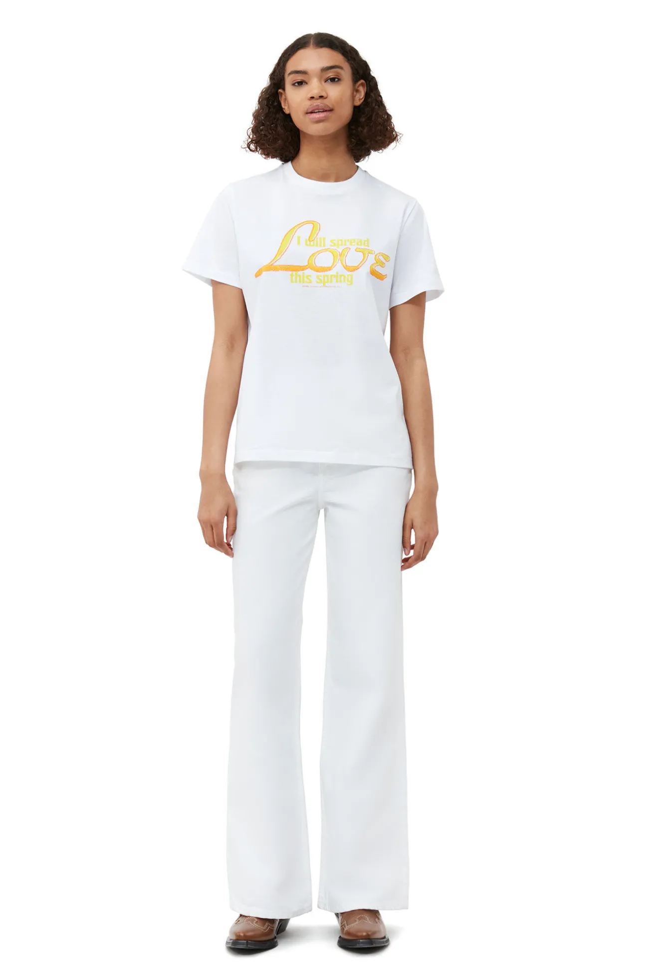 Cheap GANNI Entspanntes Love-T-Shirt Bright White