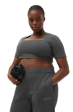 Store GANNI Fabrics Of The Future Crop-Bluse Phantom
