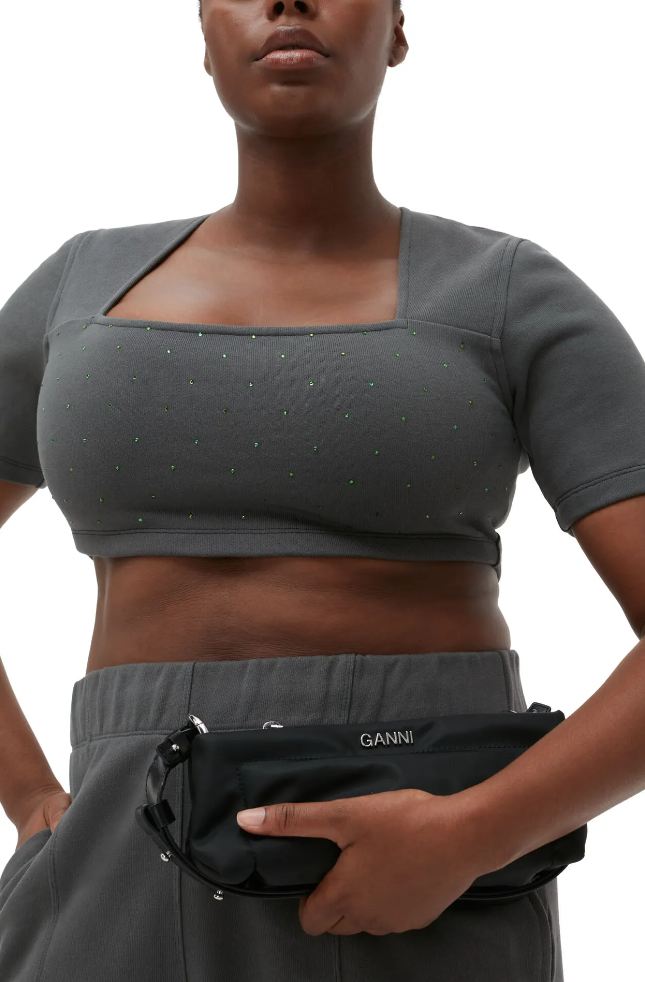 Store GANNI Fabrics Of The Future Crop-Bluse Phantom