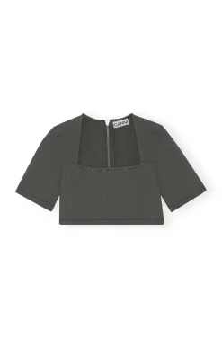Store GANNI Fabrics Of The Future Crop-Bluse Phantom