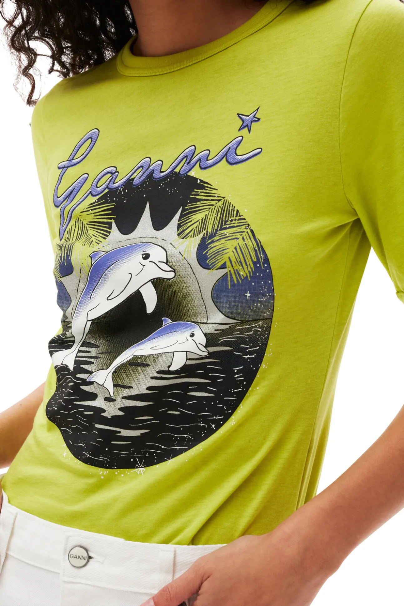Cheap GANNI Fabrics Of The Future Dolphin T-Shirt Tender Shoots