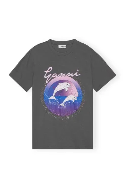 Hot GANNI Fabrics Of The Future Lassiges Dolphin-T-Shirt Volcanic Ash
