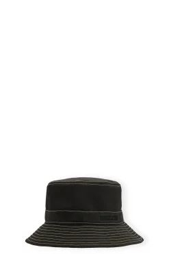 Cheap GANNI Fischerhut Mit Gelber Naht Black