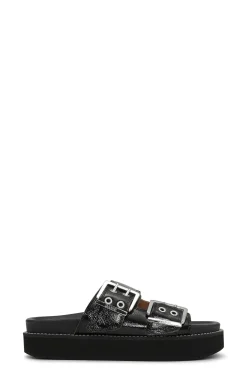 Discount GANNI Flache Sandalen Mit Breiter Leiste Und Klobiger Schnalle Black