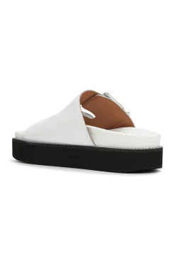 Best Sale GANNI Flache Sandalen Mit Breiter Leiste Und Klobiger Schnalle Egret
